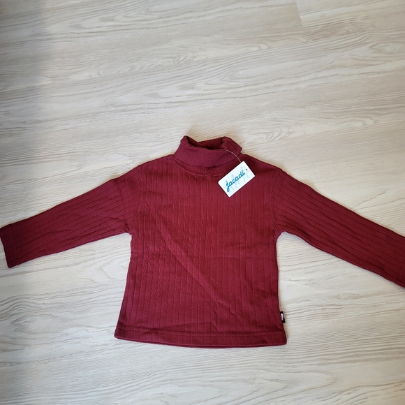 Jacadi Other - 🦃NEW JACADI PARIS BOYS Red Ribbed Turtleneck Polo long sleeve s 2T 100% Cotton
